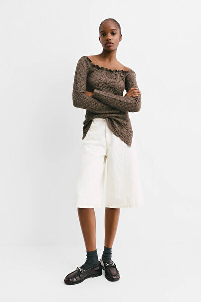 Pull & Bear Creased-effect Bardot top