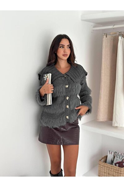 ABBA Knitwear Baby Collar Patterned Cardigan