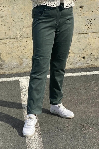 Mia Butik Women's Green Cotton Pants