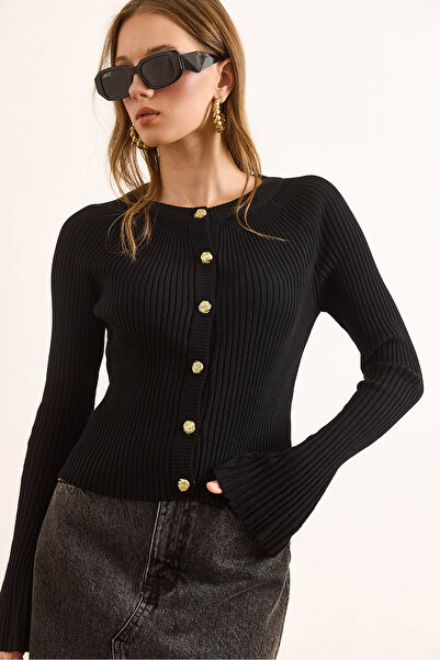 Olalook Γυναικεία ισπανική ζακέτα με μαύρα χρυσά κουμπιά HRK-19000388