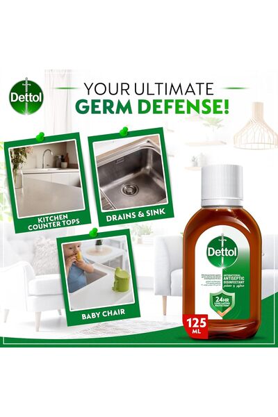 Dettol Antibacterial Disinfectant Liquid, 125 ml - for floors, bathing and laundry