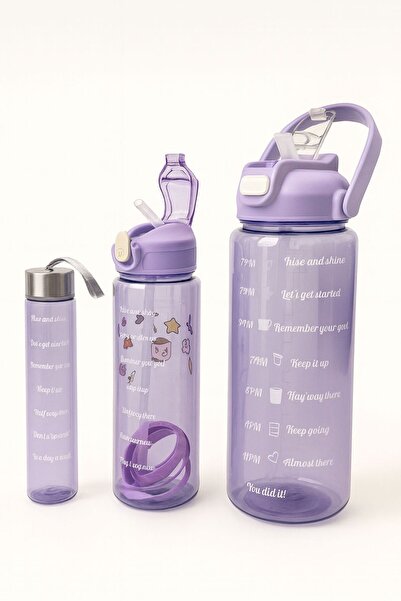 ACSS 3’lü Motivasyonlu Su Matarası Seti | Sızdırmaz, Pipetli, BPA-Free