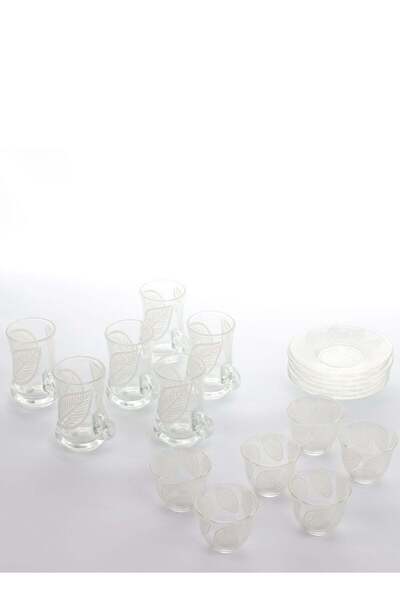 HOMEVEO Leaf Pattern Teacup and Coffee Cup Set - A Touch of Natural Elegance to Your Table, 18 Piece