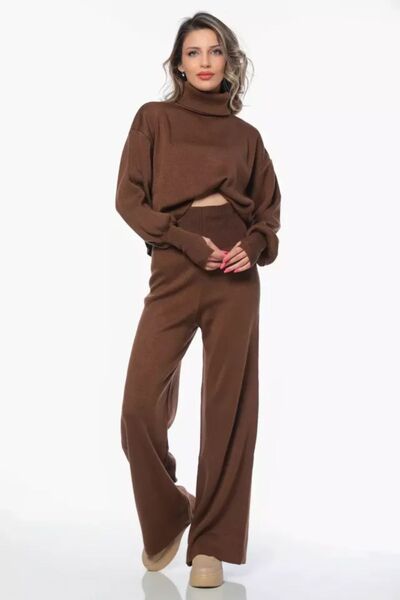 ARONLİ Set de pantaloni din tricot cu talie înaltă și crop top cu îmbrăcămint...