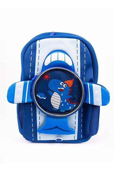 Cocobee Aeroplane-Style Dino Printed Backpack – Blue