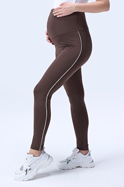İmaj 356 High Waist Maternity Leggings with Brown Color Recovery and Extra Stretchy Effect