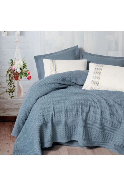 Cotton Box Aura Single Person Set Pebble Indigo