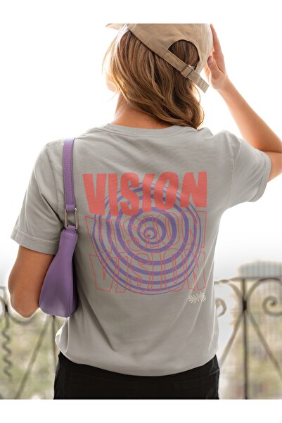 ArtYus تي شيرت نسائي/بناتي بطباعة على الظهر وياقة مستديرة وأكمام قصيرة