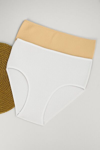 FUNELLA 4-Piece Women's Beige/White Underwear Set