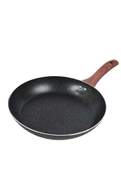 HOMEVEO Aluminium Non-Stick Frying Pan with Wooden Handle 28 cm Black