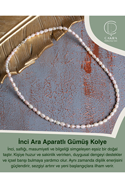 ÇAKRA DOĞAL TAŞ İnci Ara Aparatlı Gümüş Kolye