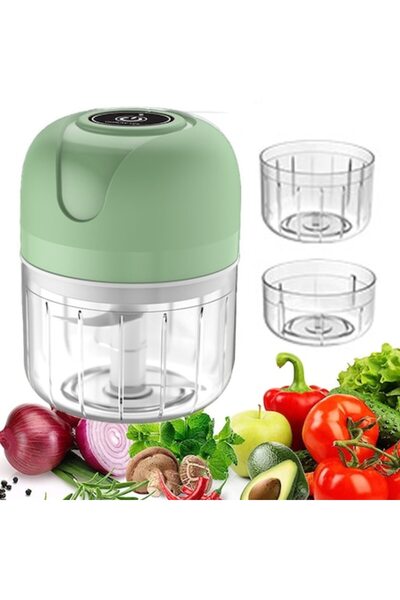 Cozevdnt Electric Food Chopper Cozevdnt, Set with 2 Cups 100ml and 250ml, Green, USB