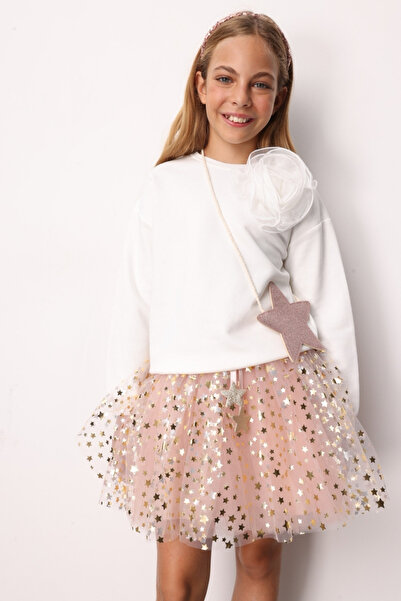 Le Mabelle Φούστα από τούλι για κορίτσια με λεπτομέρεια με φιόγκο από πούδρα - Aster