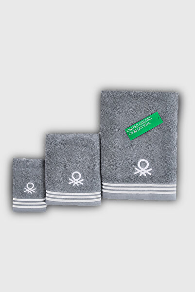 Benetton Home Рушник для ванної кімнати, рушник для обличчя, рушник для тіла, сірий, 100% бавовна, набір з 3 штук, 70x140 см, 50x90 см, 30x50 см