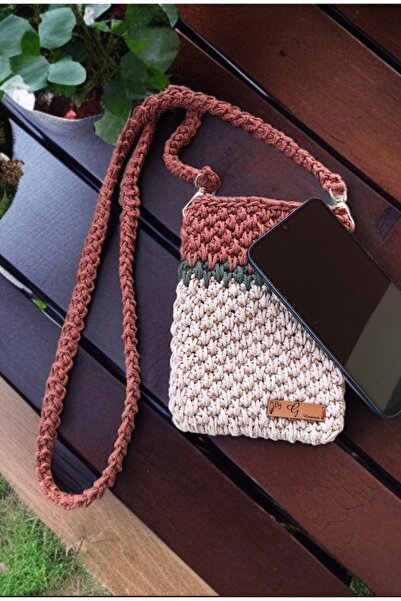 By G Tasarım Makrome ip Örgü Telefon Çantası