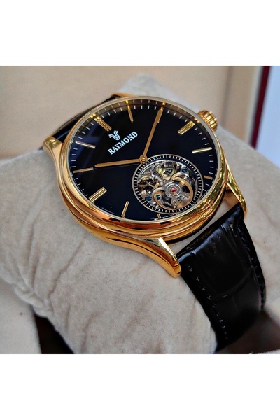 Raymond Gold Black Automatic Men's Wristwatch