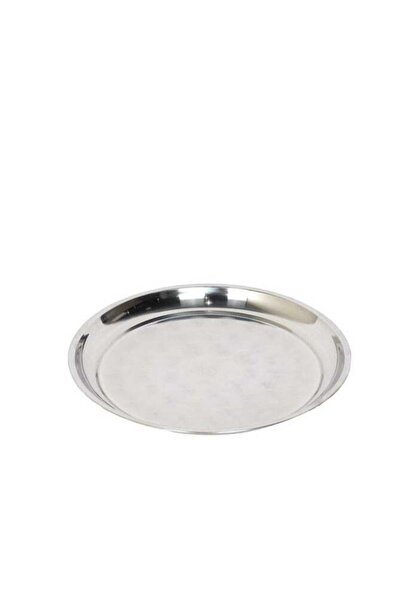 HOMEVEO Stainless Steel Round Dinner Plate Silver 45 cm