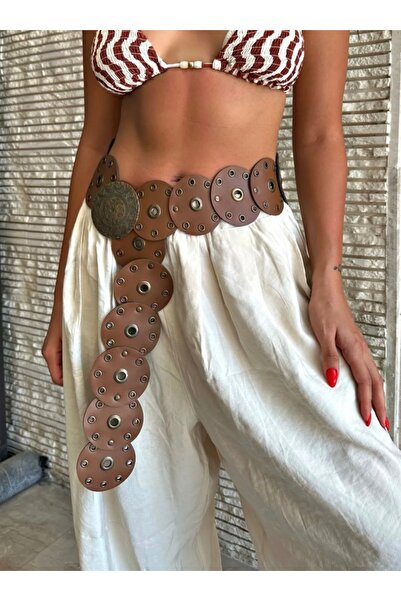 Damla Medallion Buckle Women Belt Cowboy Belt Studded Belt Dress Belt