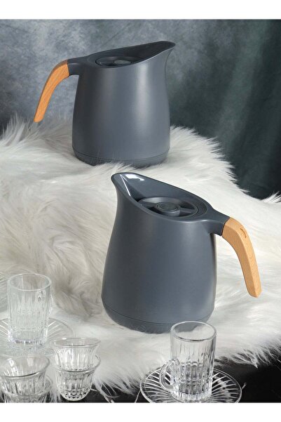 HOMEVEO طقم ترمس شاي وقهوة سعة 1 لتر - تصميم أنيق بجسم خارجي من البلاستيك وغط...