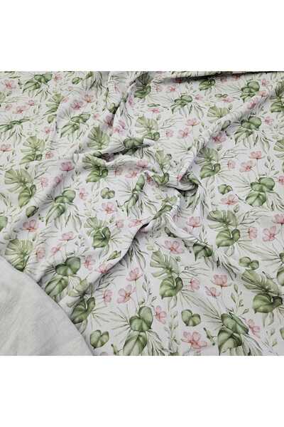 Kaf Kumaş Baskılı %100 Pamuk 2 Katlı Gri Krinkıl Müslin Kumaş | Desen 1