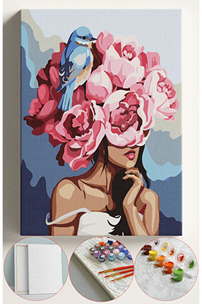 Sulepas Sayılarla Boyama Seti Numaralı Tuval Fırça Boya 40x50 Cm - KUŞ VE ÇİÇ...