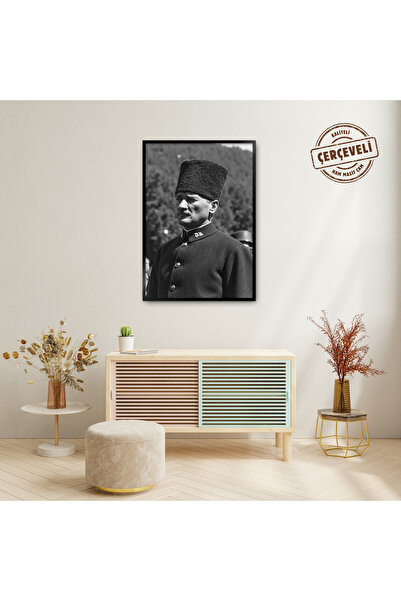 TABLOX Mustafa Kemal Atatürk Black Quality Real Wood Framed Decorative Painting