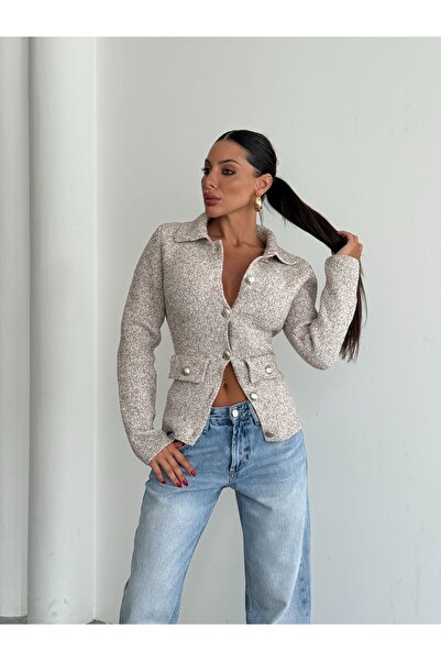 kenza'a Πλεκτό μπουφάν με γιακά πουκάμισου