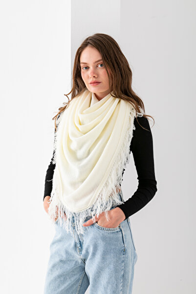 VEGA MODA Τριγωνικό κασκόλ με φλατ φούντα 100% ακρυλικό | Γυναικείο Πλεκτό Φουλάρι - Τρίγωνο Μοντέλο Ακρυλικό Φουλάρι