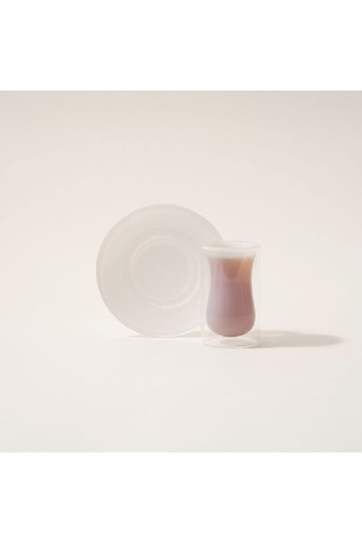 Dallaty tea set 12 pcs double wall glass white