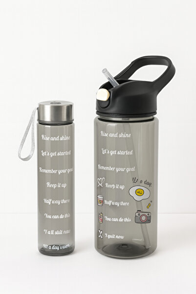 ACSS 2’li Motivasyonlu Su Matarası Seti | Sızdırmaz, Pipetli, BPA-Free