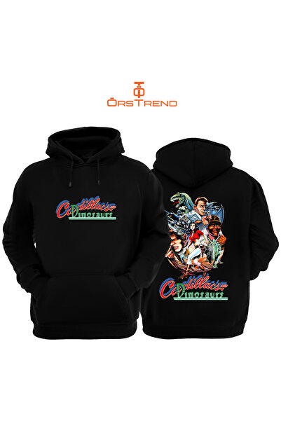 ÖRSTREND سويت شيرت بقلنسوة مطبوع عليه ديناصورات كاديلاك للجنسين