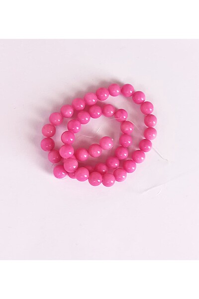 OEM 1xString of 10mm round beads, jade stone dyed candy pink, 41 pieces
