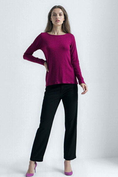 WESTMARK LONDON Pembe Kayık Yaka Uzun Kollu Kadın T-Shirt HEATHER