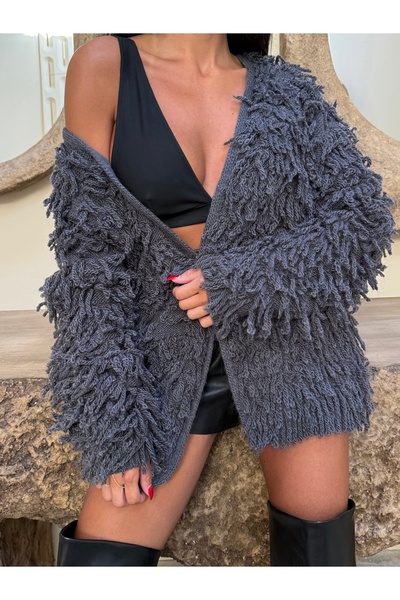 kenza'a Fringed Oversize Knit Cardigan