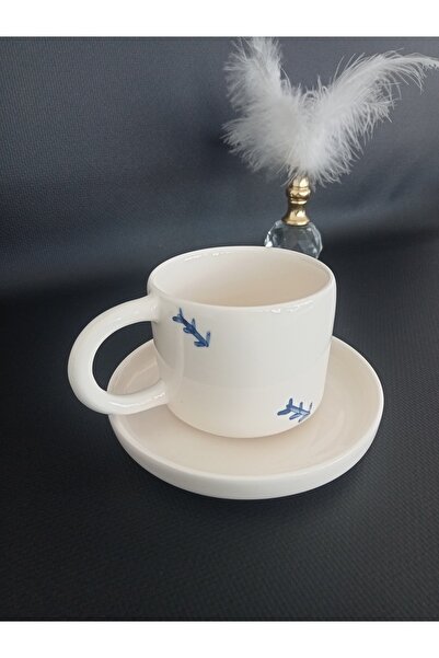 Zümrüdüanka Seramik Blue Patterned Handmade Ceramic Coffee Cup