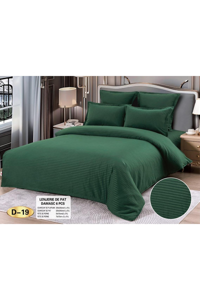 FIONNA.RO Damask Bed Linen 6 Pieces - Green