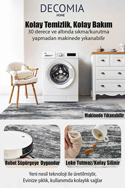 Decomia Home Covor lavabil antiderapant, cu model imprimat, prietenos cu animalele de companie, pentru sufragerie și bucătărie