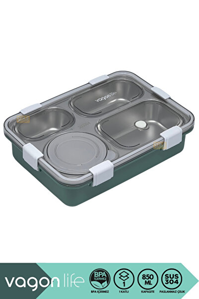 Vagonlife Bento 850ml Lunchbox Yeni Koleksiyon Tek Katlı 4 Bölmeli ve Kaseli ...