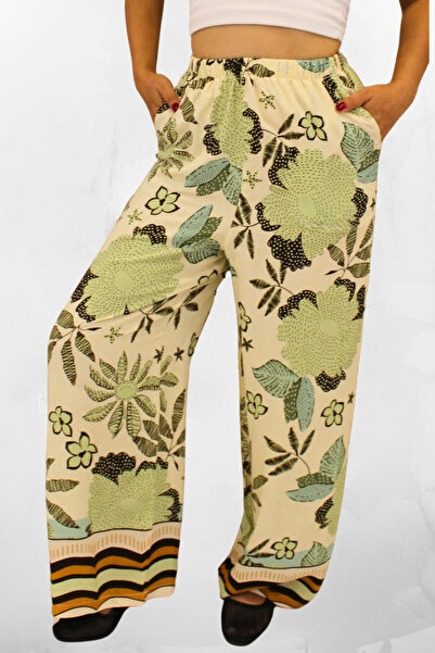 SHE BEST Relaxed Fit Loose Leg Elastic Waist Viscose Fabric Women's Pants