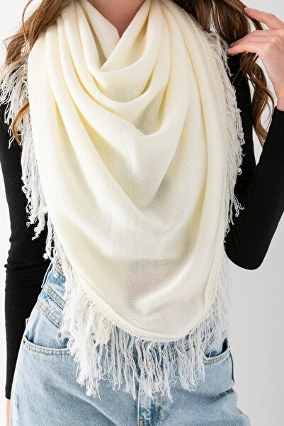 VEGA MODA Τριγωνικό κασκόλ με φλατ φούντα 100% ακρυλικό | Γυναικείο Πλεκτό Φουλάρι - Τρίγωνο Μοντέλο Ακρυλικό Φουλάρι