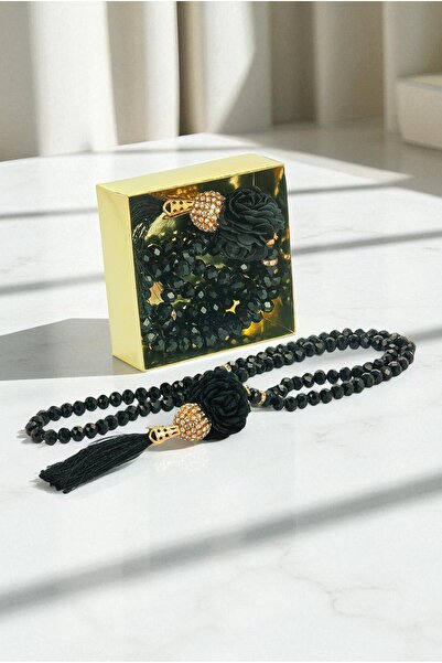 ihvan online Vakur – Black Crystal 99-Bead Hajj Umrah Gift Prayer Beads (with...