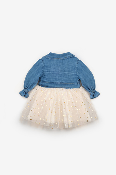 Le Mabelle Ecru Starry Tulle Skirt Baby Girl Dress - Florine