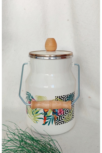 EBRULİEMAYE Papağan Emaye Authentic Bakraç 2 Liters 20 cm Deep Milk Yogurt Flour Sugar Tea Legumes Bakraç Maker