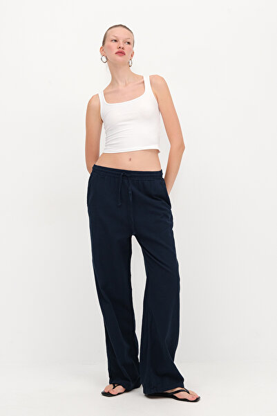 Addax Waist-tied Wide Leg Trousers PN5118-PNC