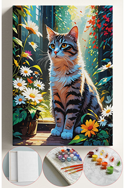 Sulepas Sayılarla Boyama Seti Numaralı Tuval Fırça Boya 40x50 Cm - PAPATYALAR...