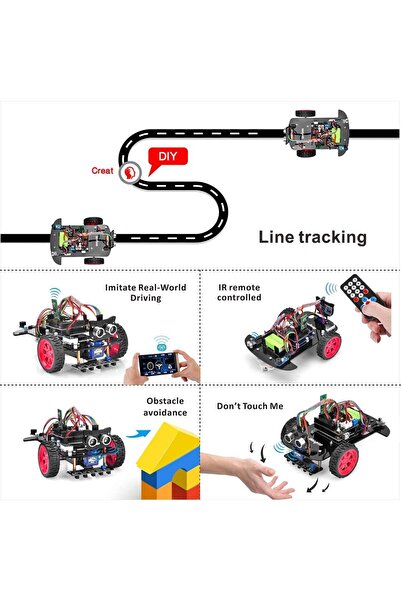OSOYOO V2.0 Bataryalı Akıllı Robot Araba Kiti – Arduino , Bluetooth , Çizgi Takip ve Engel Algılama