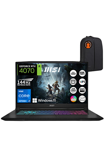 MSI Katana 17 B13VGK-873TR İntel Core i7-13700H RTX4070 64GB 2TB SSD 17.3" W11 Oyuncu Bilgisayarı Uyumlu