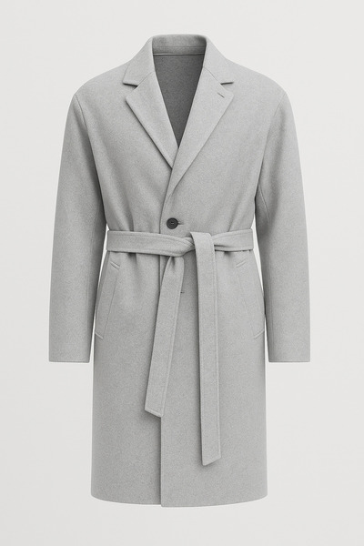 Valiberta Carlo Oversize Cashmere Fabric Winter Men's Coat with Fileto Pockets - Gray