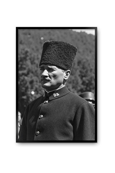 TABLOX Mustafa Kemal Atatürk Black Quality Real Wood Framed Decorative Painting