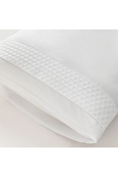 Penelope 100% Cotton Satin Fabric Duvet Cover Set 200X220 cm White - Regina Series